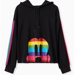 DISNEY MICKEY MOUSE RAINBOW BLACK CROP HOODIE